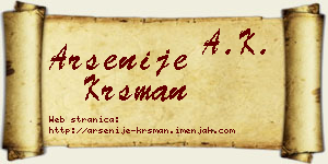 Arsenije Krsman vizit kartica